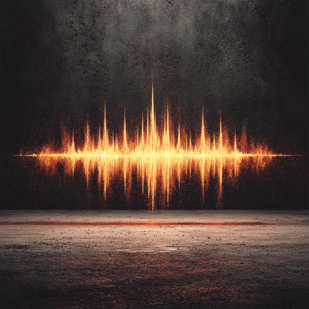 Golden Sound Wave Visualization - Audio Waveform Digital Art | High-Resolution Download